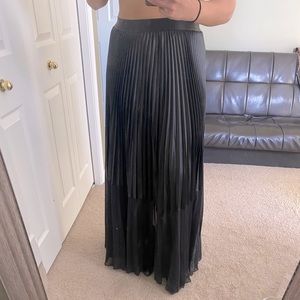 Express long pleated black skirt with sheer bottom